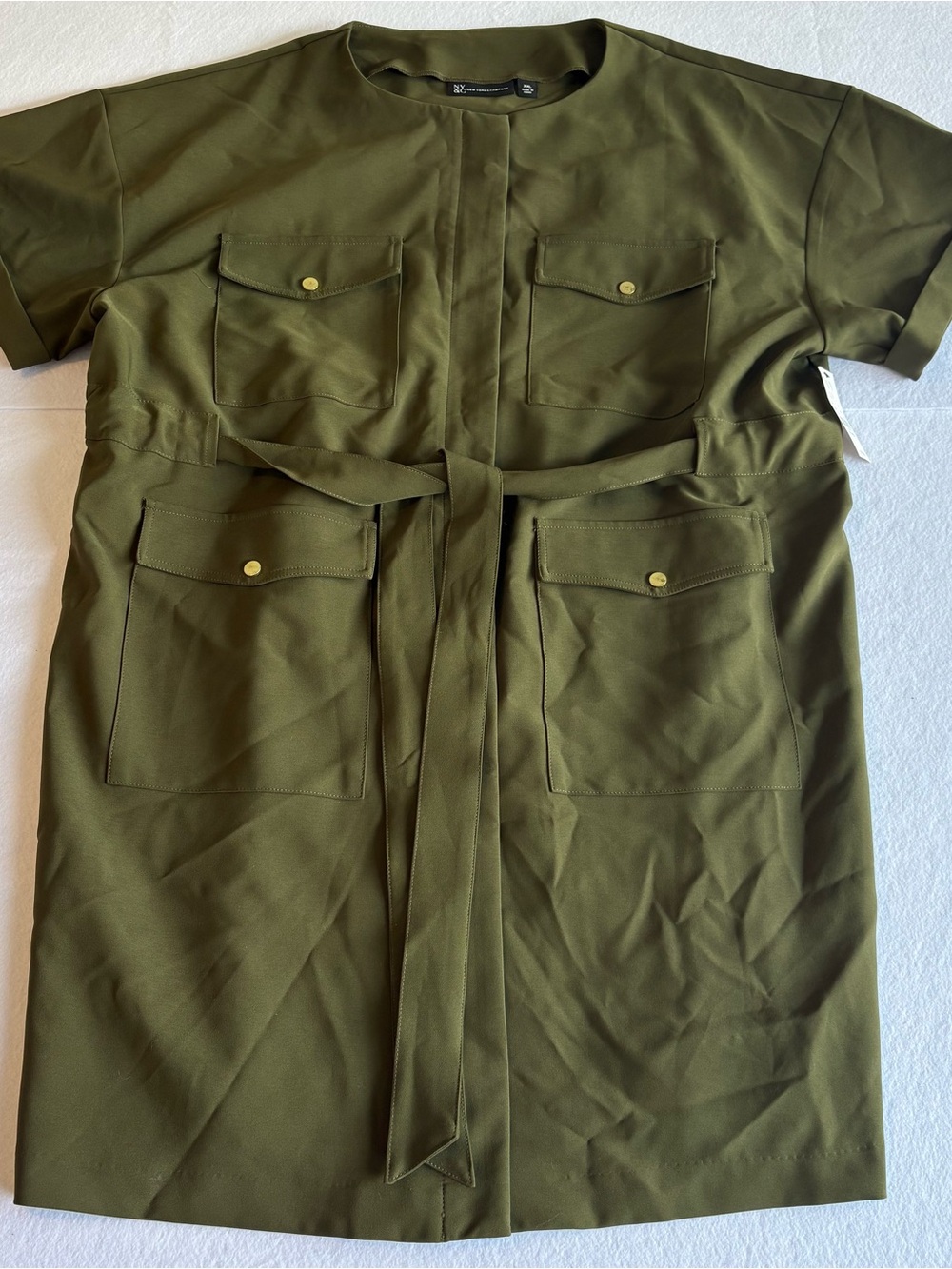 New York & Company Olive Utility Dress with Belt Size XXL NWT